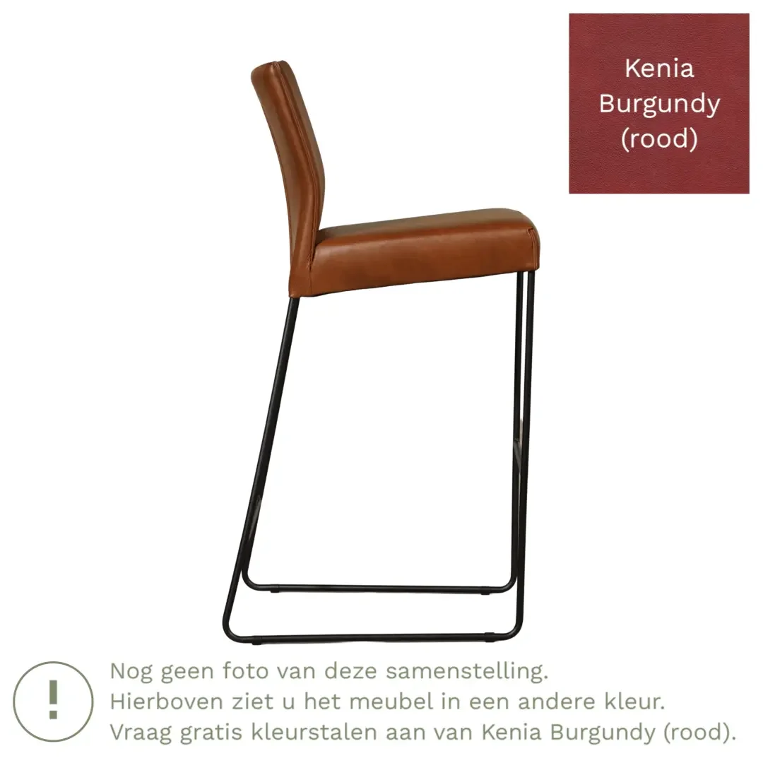 afbeelding van Leren barkruk Mate hoog - Kenia Burgundy (rood)