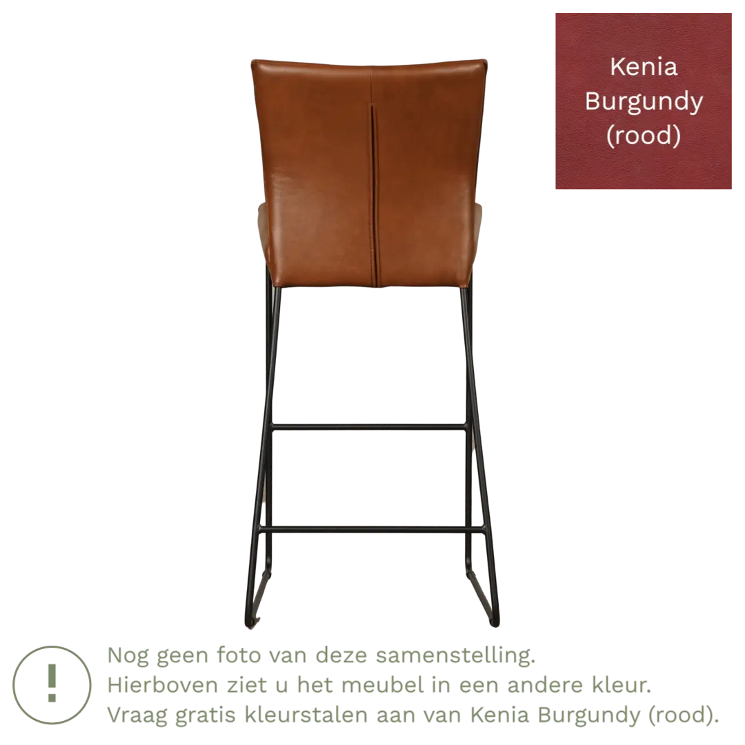 afbeelding van Leren barkruk Mate hoog - Kenia Burgundy (rood)