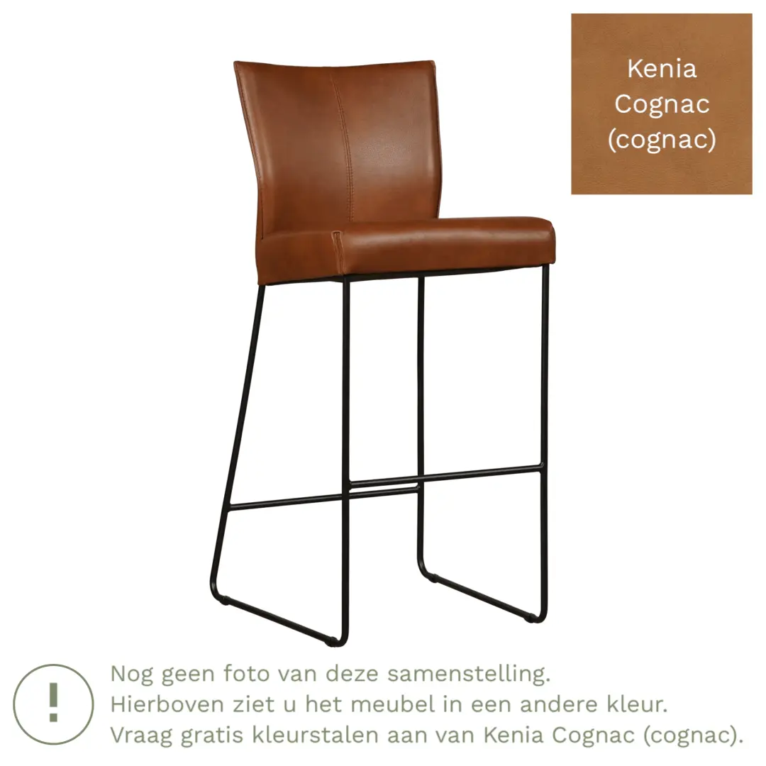 afbeelding van Leren barkruk Mate hoog - Kenia Cognac (cognac)