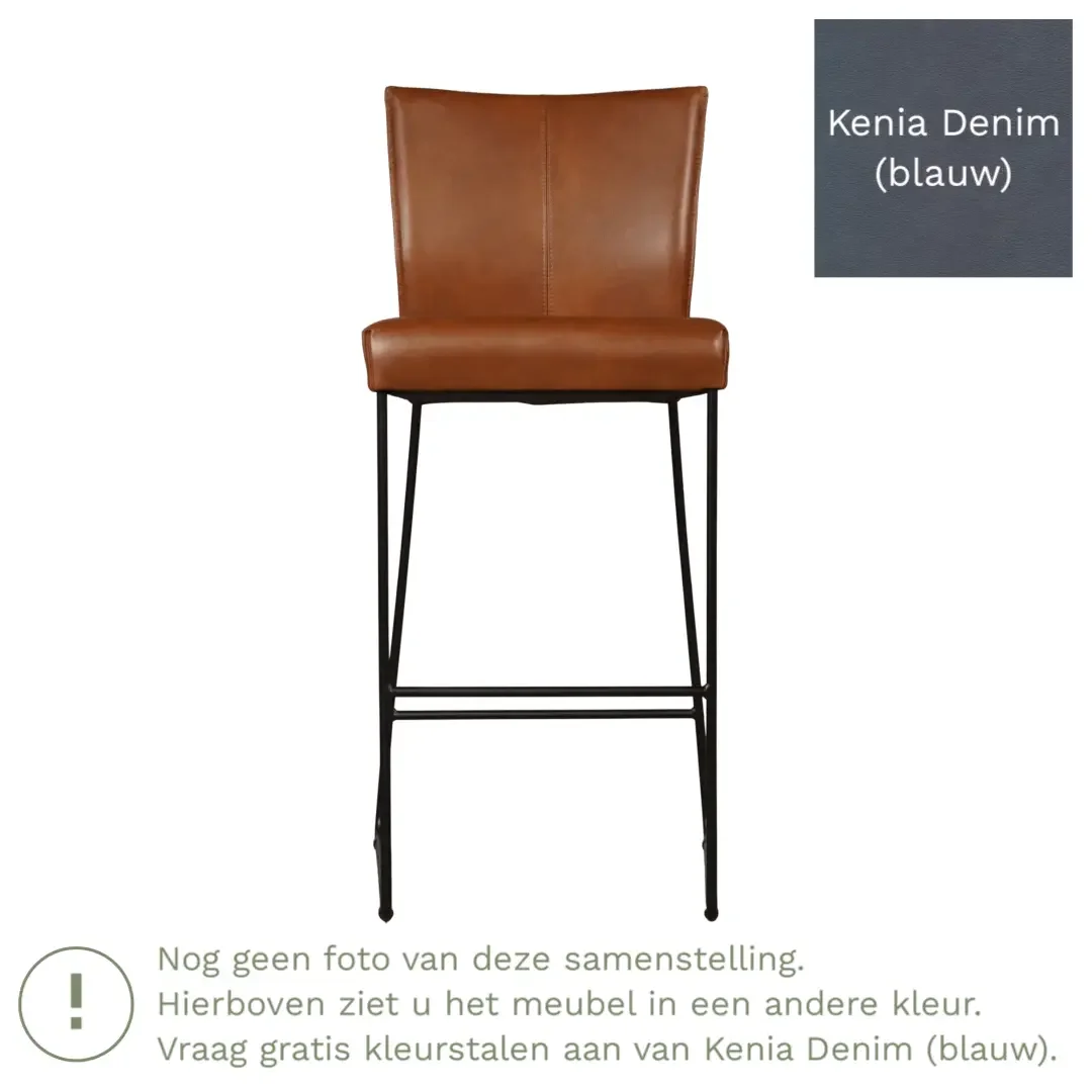 afbeelding van Leren barkruk Mate hoog - Kenia Denim (blauw)