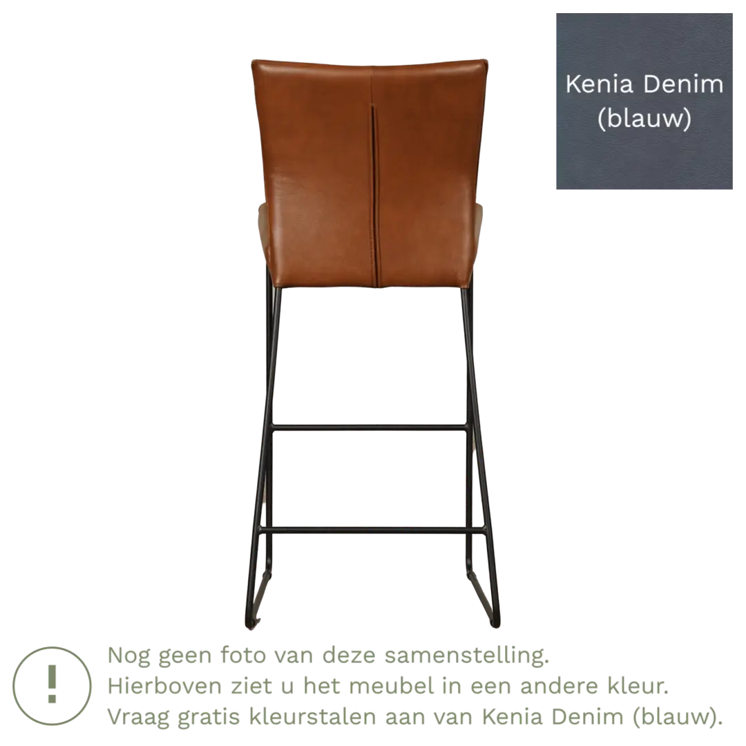 afbeelding van Leren barkruk Mate hoog - Kenia Denim (blauw)