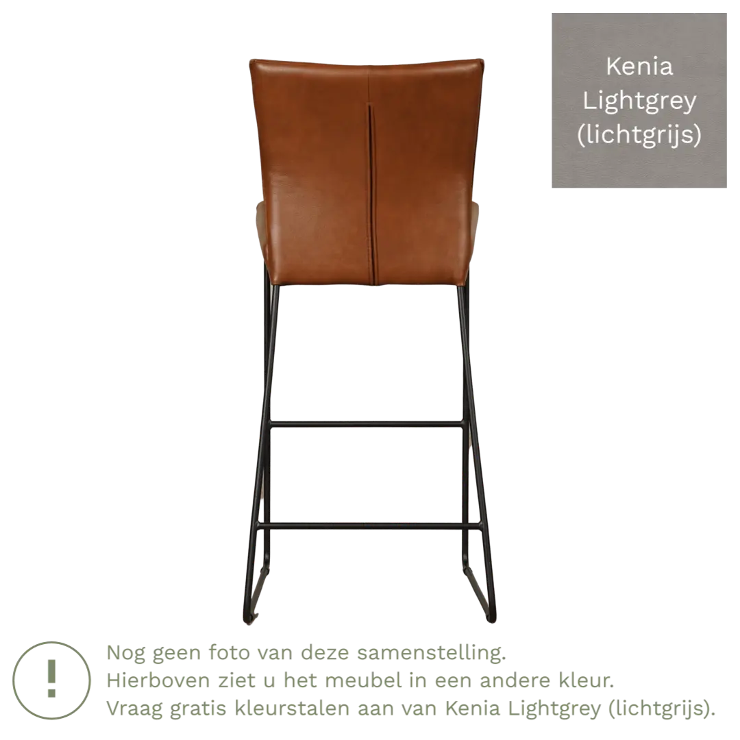afbeelding van Leren barkruk Mate hoog - Kenia Lightgrey (lichtgrijs)