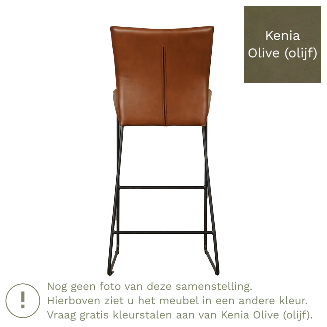 afbeelding van Leren barkruk Mate hoog - Kenia Olive (olijf)