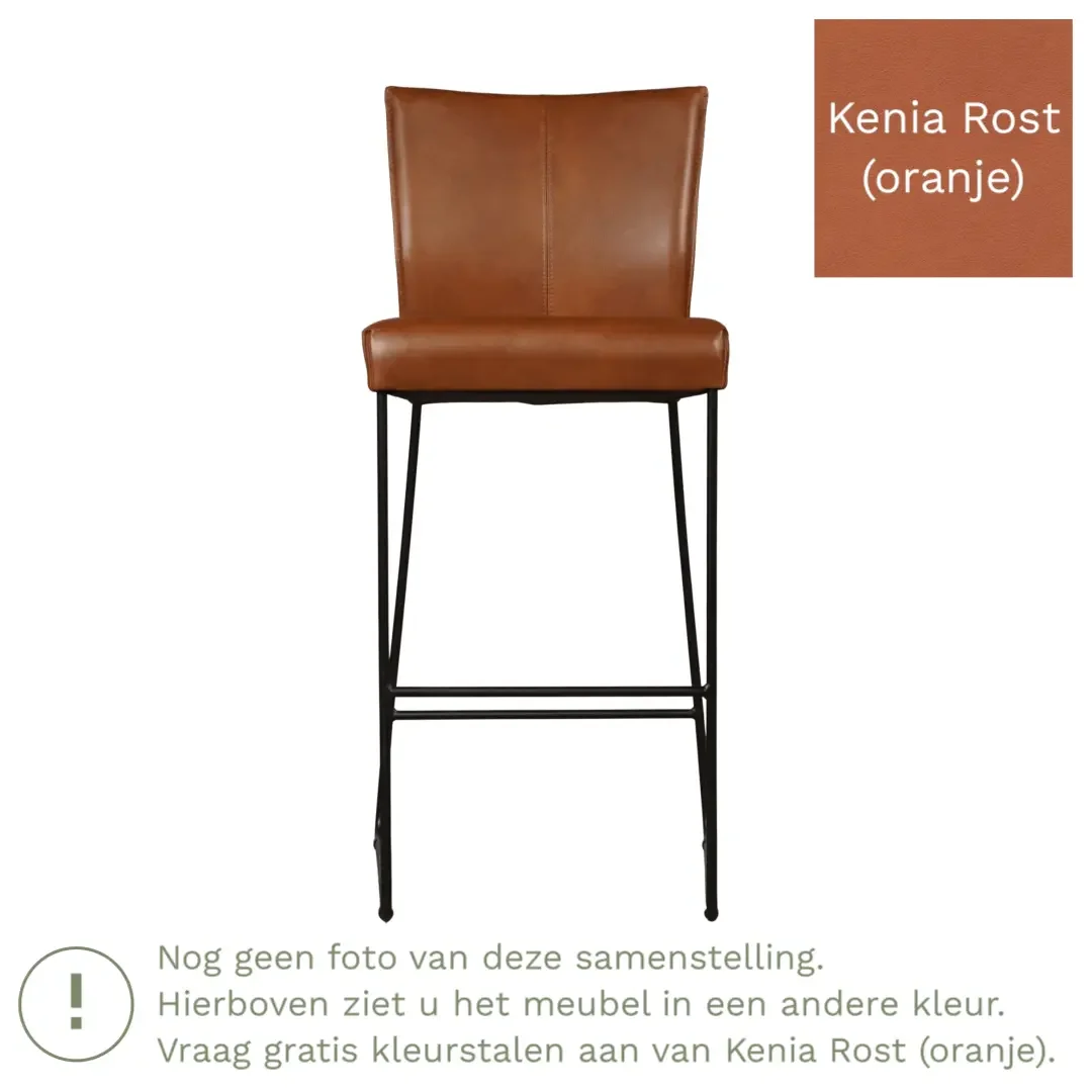 afbeelding van Leren barkruk Mate hoog - Kenia Rost (oranje)