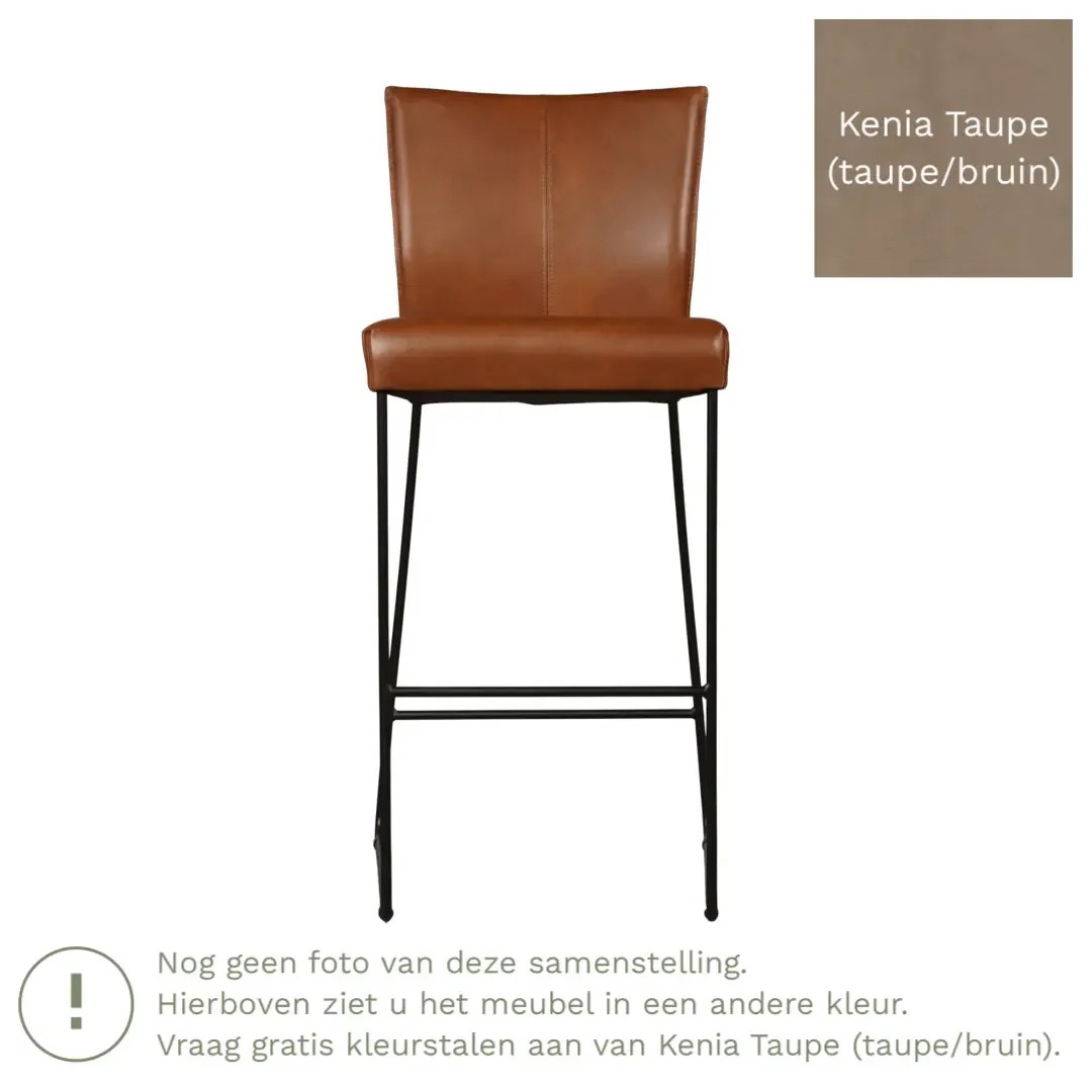 afbeelding van Leren barkruk Mate hoog - Kenia Taupe (taupe/bruin)