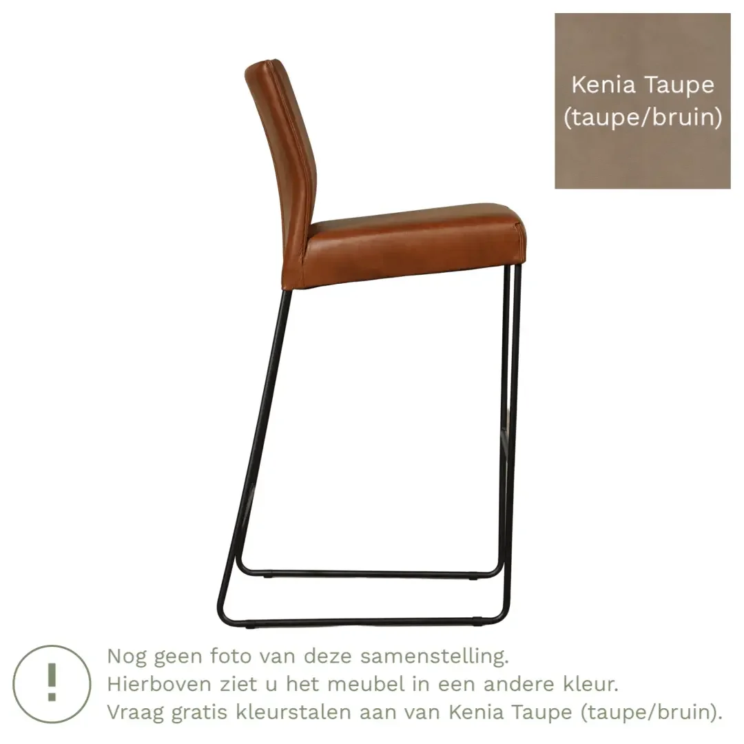 afbeelding van Leren barkruk Mate hoog - Kenia Taupe (taupe/bruin)