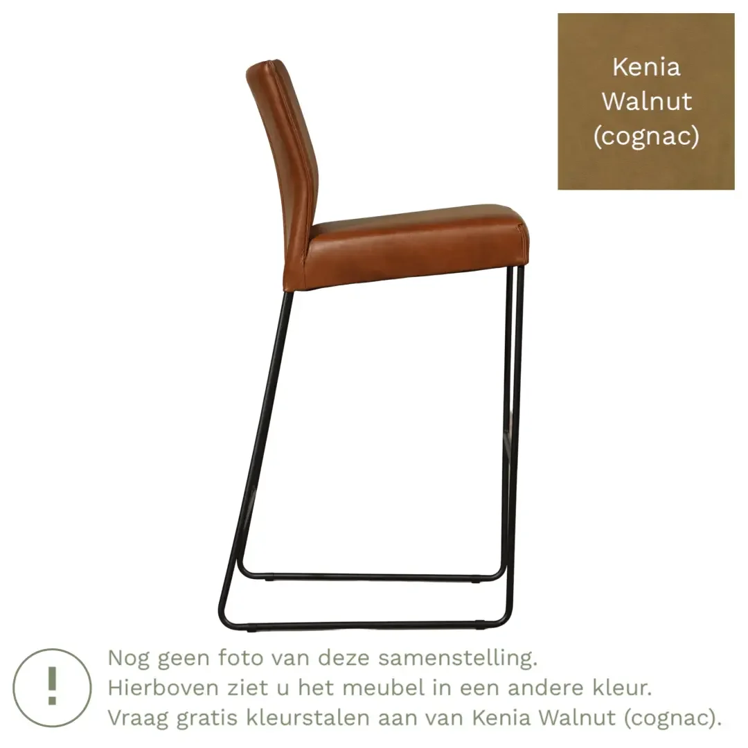 afbeelding van Leren barkruk Mate hoog - Kenia Walnut (cognac)