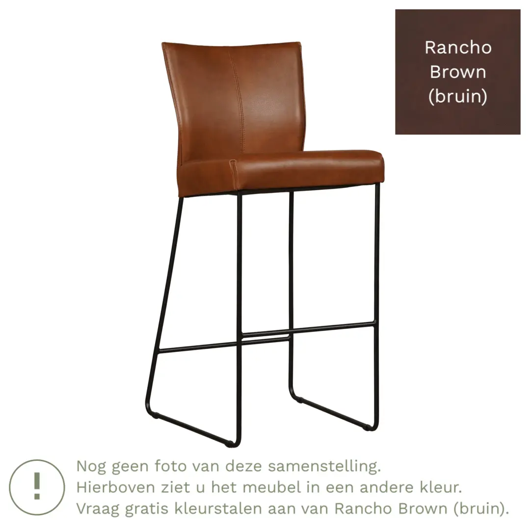afbeelding van Leren barkruk Mate hoog - Rancho Brown (bruin)