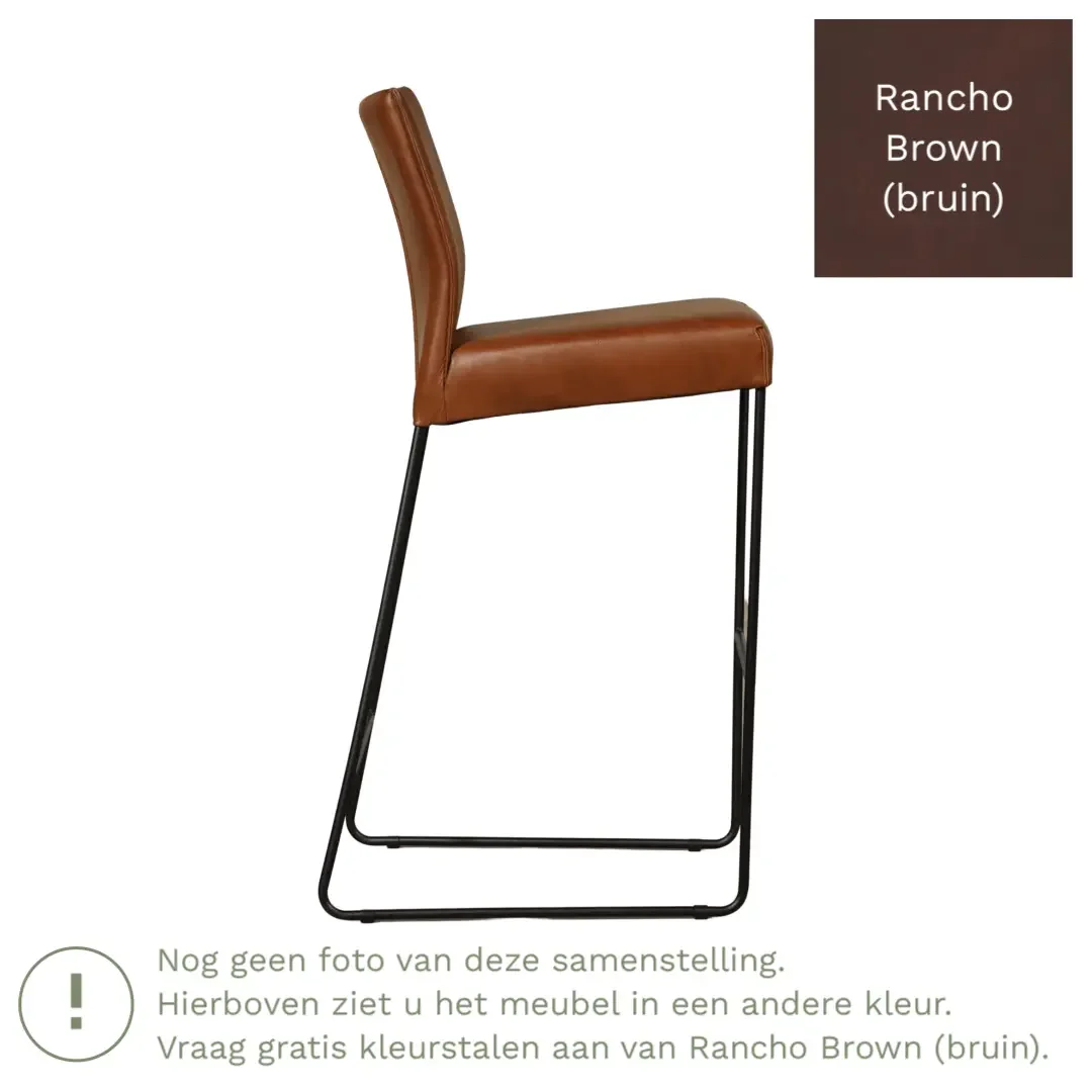 afbeelding van Leren barkruk Mate hoog - Rancho Brown (bruin)