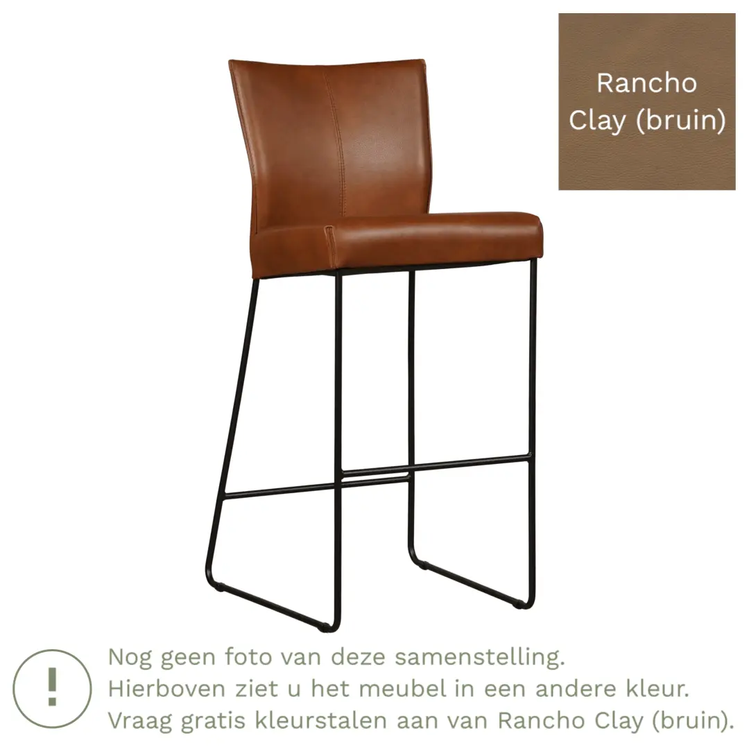 afbeelding van Leren barkruk Mate hoog - Rancho Clay (bruin)