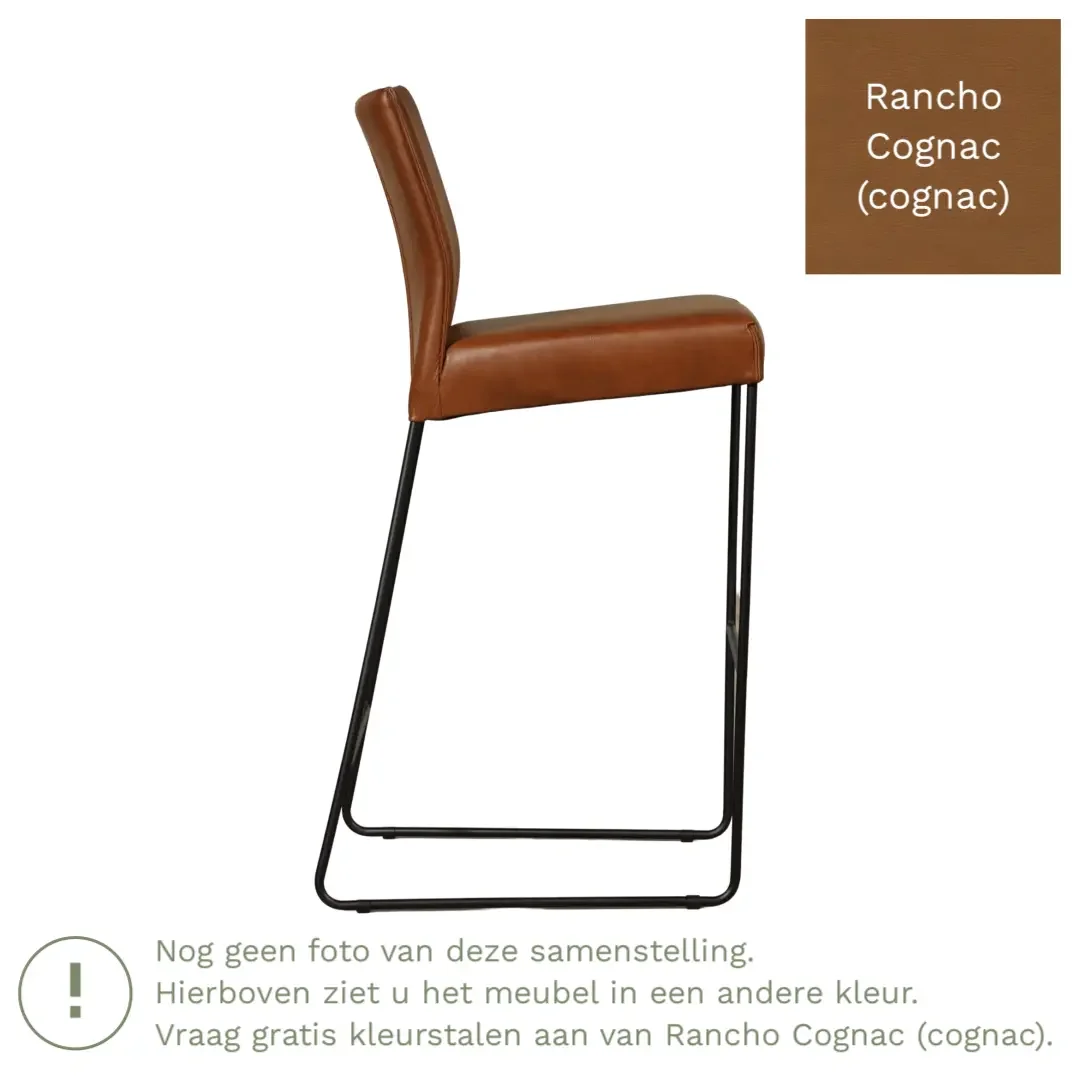 afbeelding van Leren barkruk Mate hoog - Rancho Cognac (cognac)