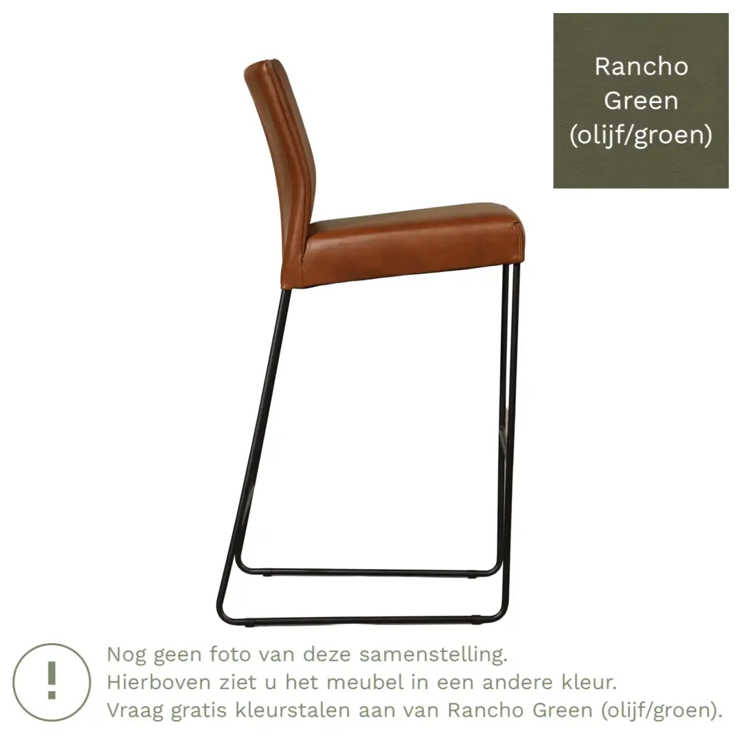 afbeelding van Leren barkruk Mate hoog - Rancho Green (olijf/groen)
