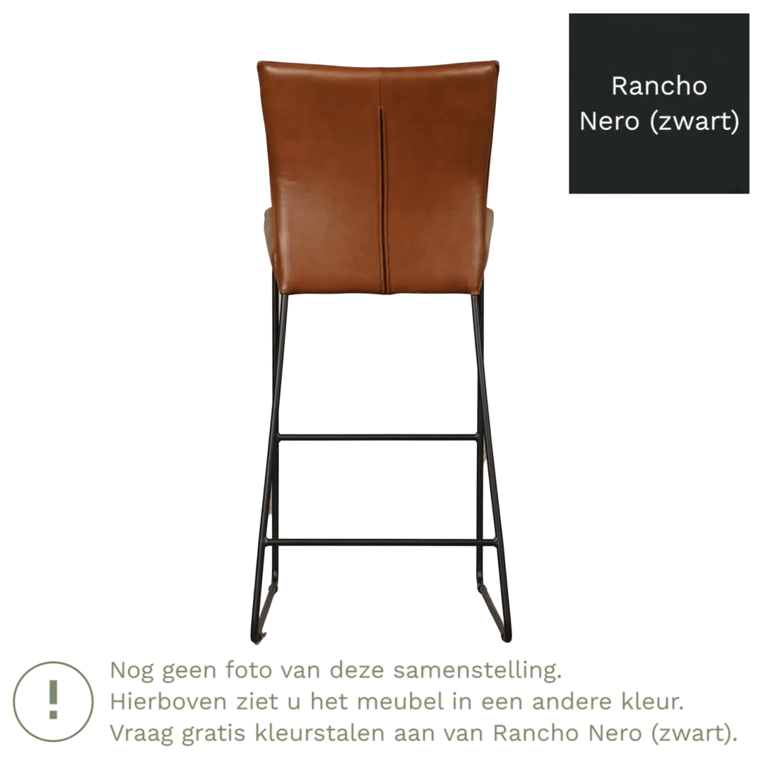 afbeelding van Leren barkruk Mate hoog - Rancho Nero (zwart)