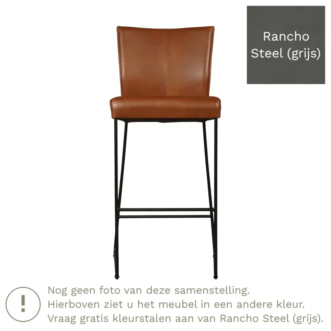 afbeelding van Leren barkruk Mate hoog - Rancho Steel (grijs)