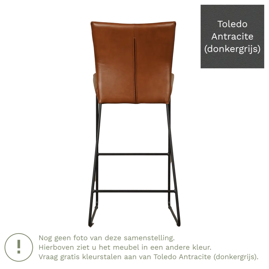 afbeelding van Leren barkruk Mate hoog - Toledo Antracite (donkergrijs)