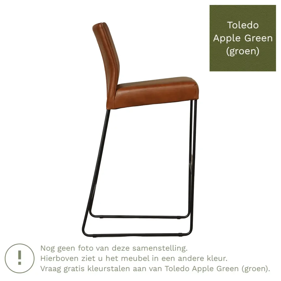 afbeelding van Leren barkruk Mate hoog - Toledo Apple Green (groen)