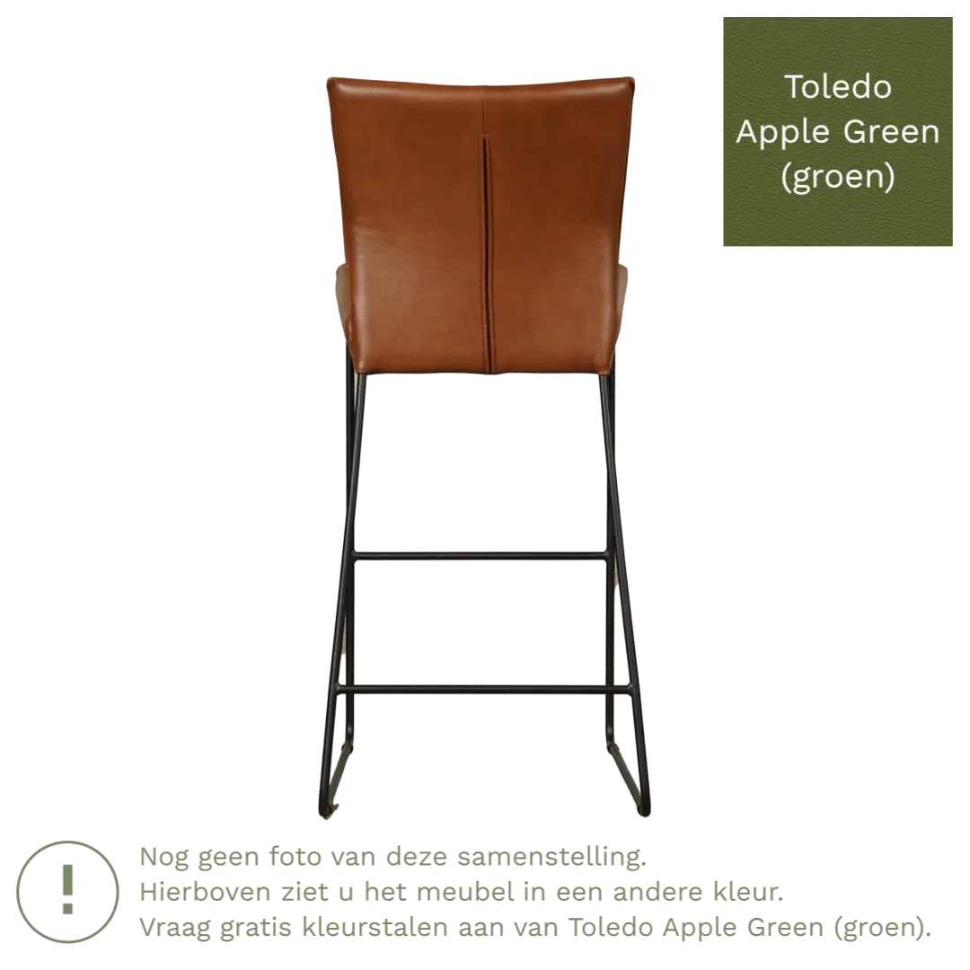afbeelding van Leren barkruk Mate hoog - Toledo Apple Green (groen)