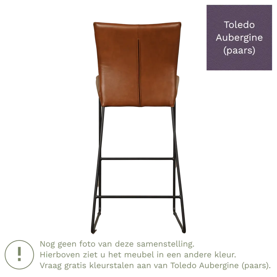 afbeelding van Leren barkruk Mate hoog - Toledo Aubergine (paars)