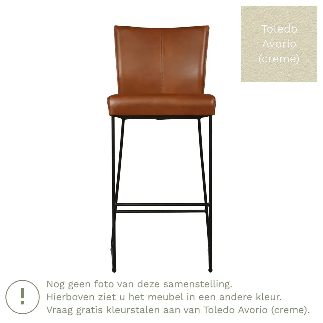 afbeelding van Leren barkruk Mate hoog - Toledo Avorio (crème)