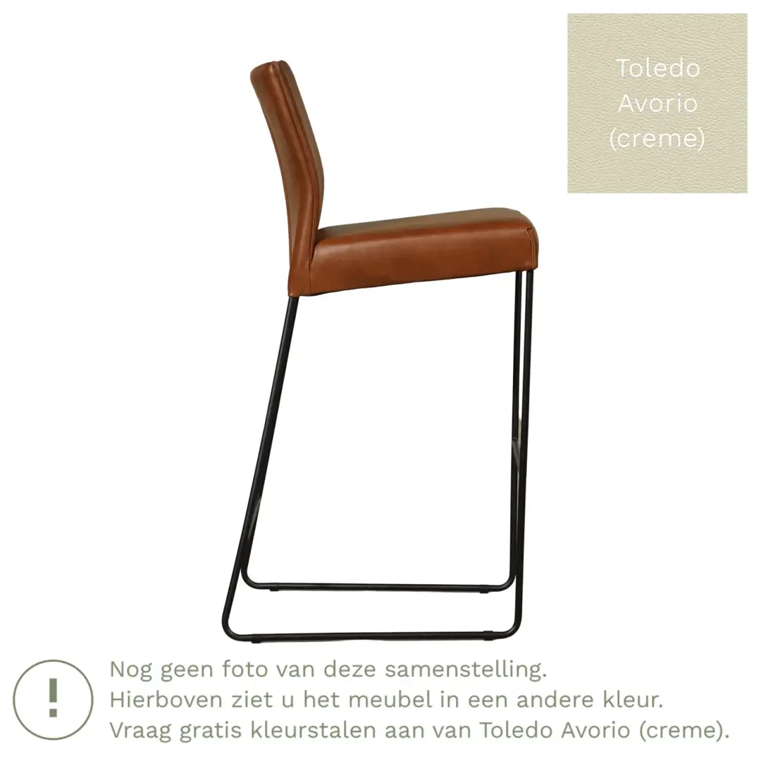 afbeelding van Leren barkruk Mate hoog - Toledo Avorio (crème)
