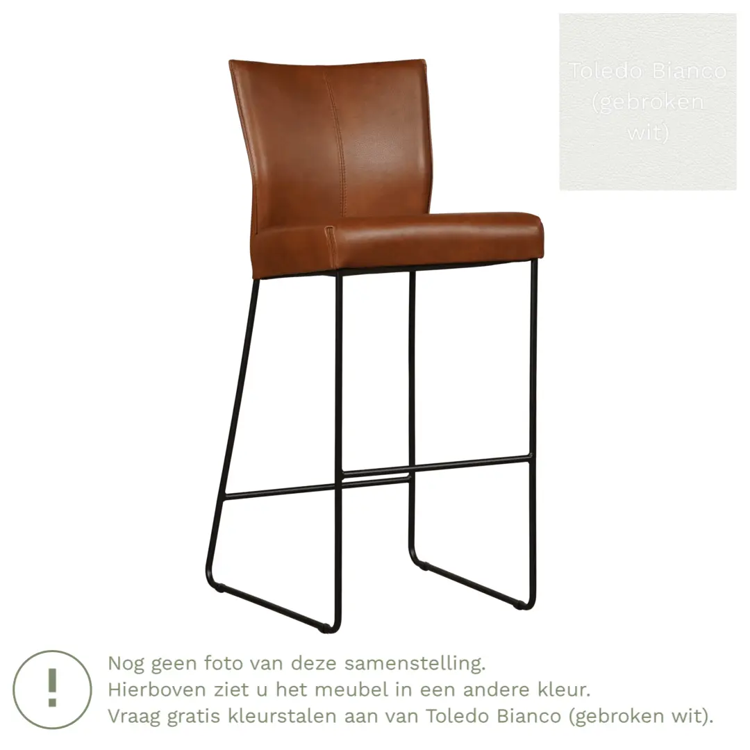 afbeelding van Leren barkruk Mate hoog - Toledo Bianco (gebroken wit)