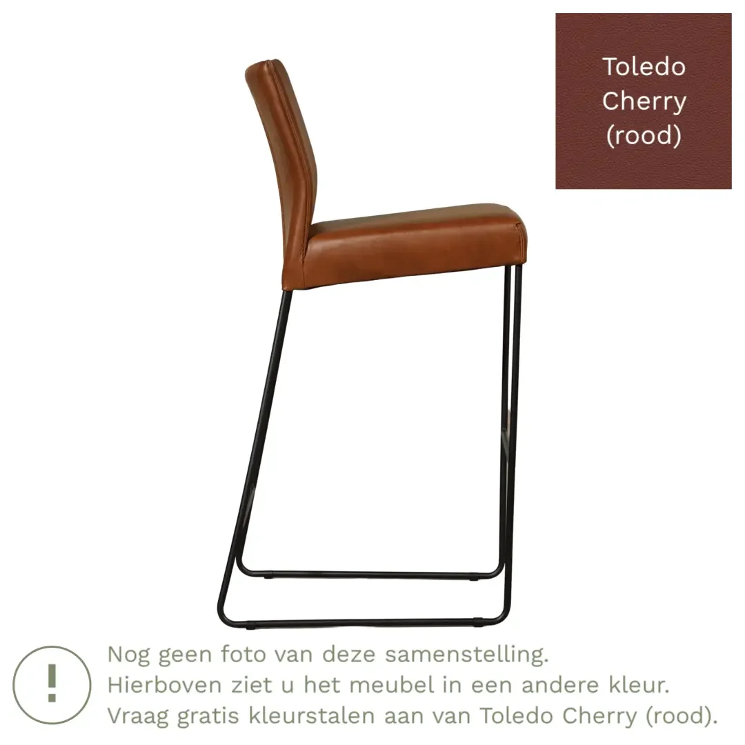 afbeelding van Leren barkruk Mate hoog - Toledo Cherry (rood)