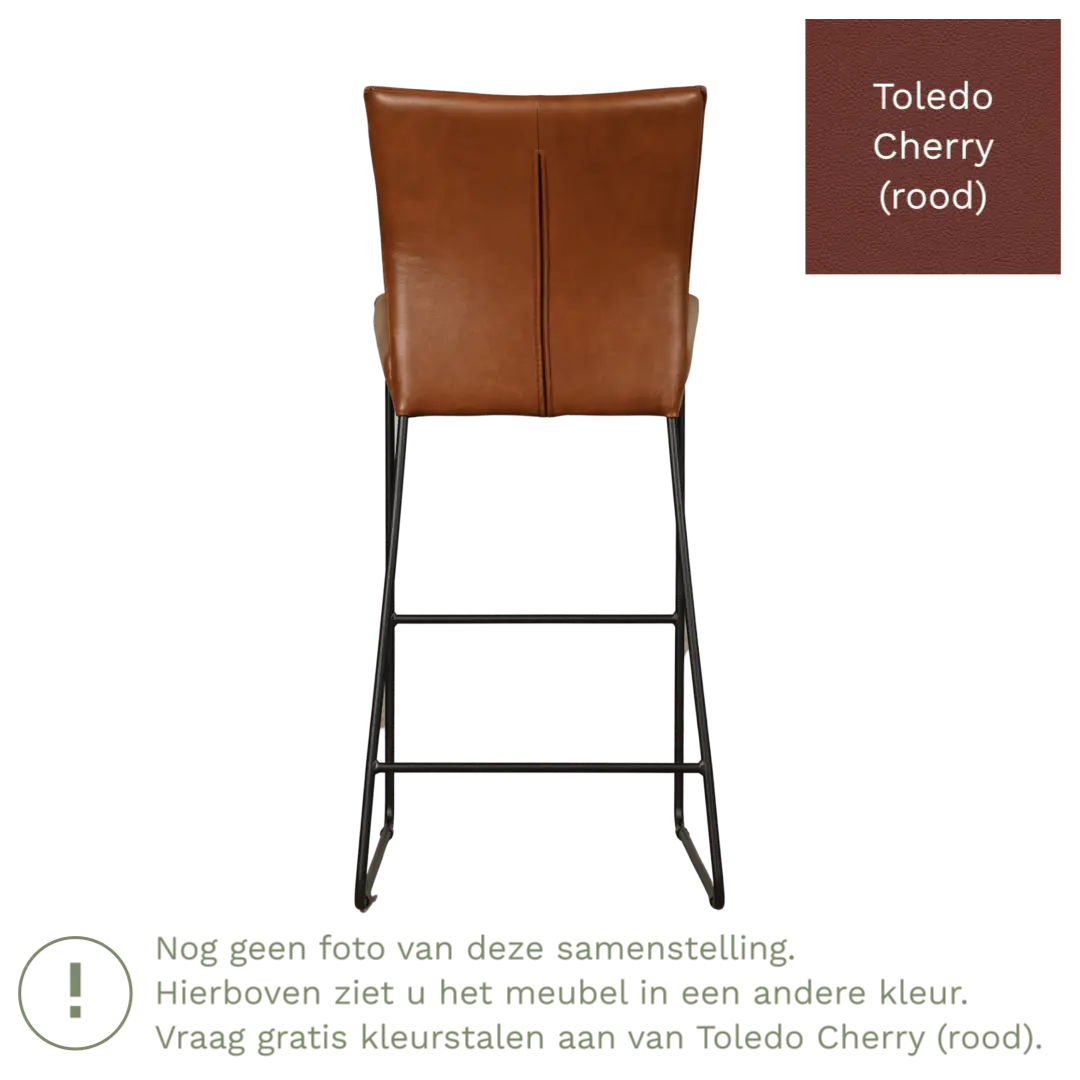 afbeelding van Leren barkruk Mate hoog - Toledo Cherry (rood)
