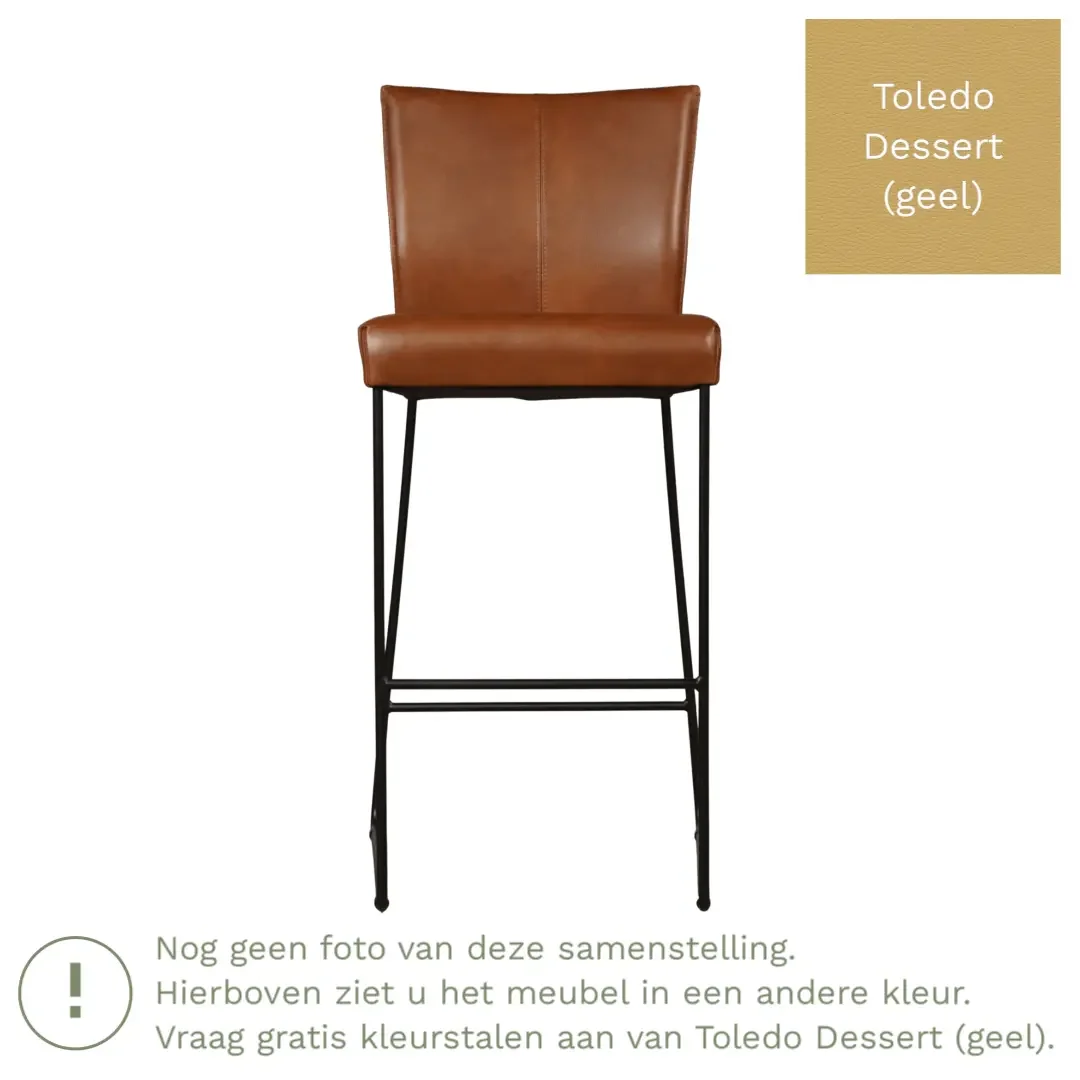 afbeelding van Leren barkruk Mate hoog - Toledo Dessert (geel)