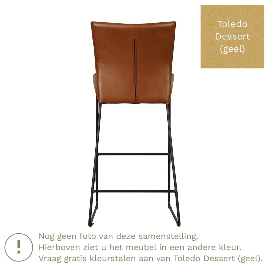 afbeelding van Leren barkruk Mate hoog - Toledo Dessert (geel)