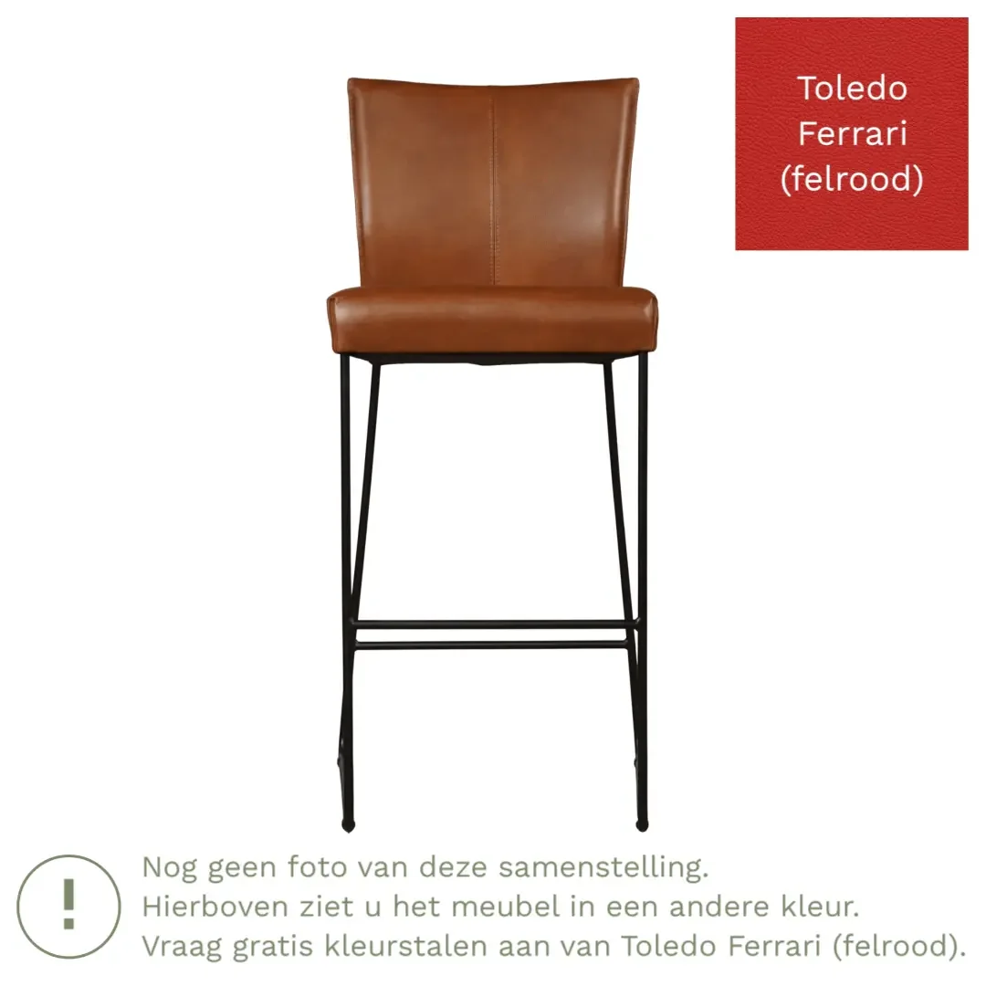 afbeelding van Leren barkruk Mate hoog - Toledo Ferrari (felrood)