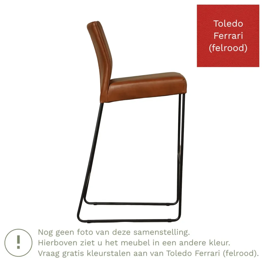 afbeelding van Leren barkruk Mate hoog - Toledo Ferrari (felrood)