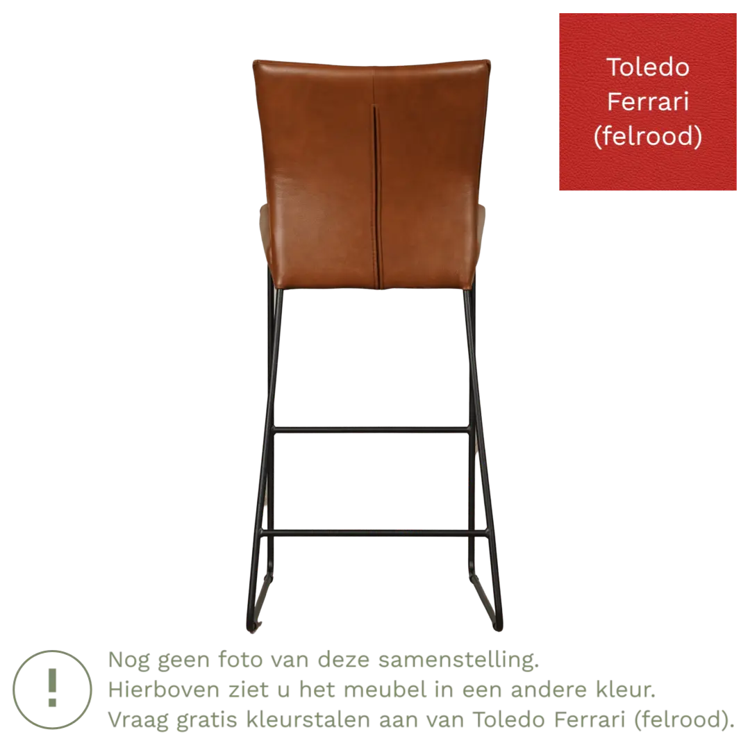 afbeelding van Leren barkruk Mate hoog - Toledo Ferrari (felrood)