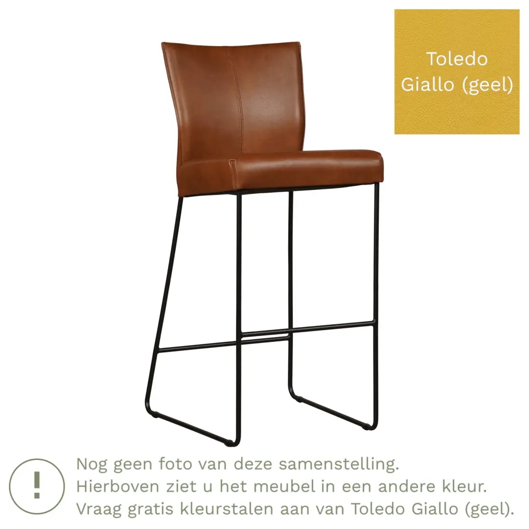 afbeelding van Leren barkruk Mate hoog - Toledo Giallo (geel)