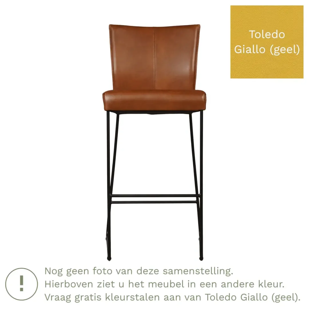 afbeelding van Leren barkruk Mate hoog - Toledo Giallo (geel)
