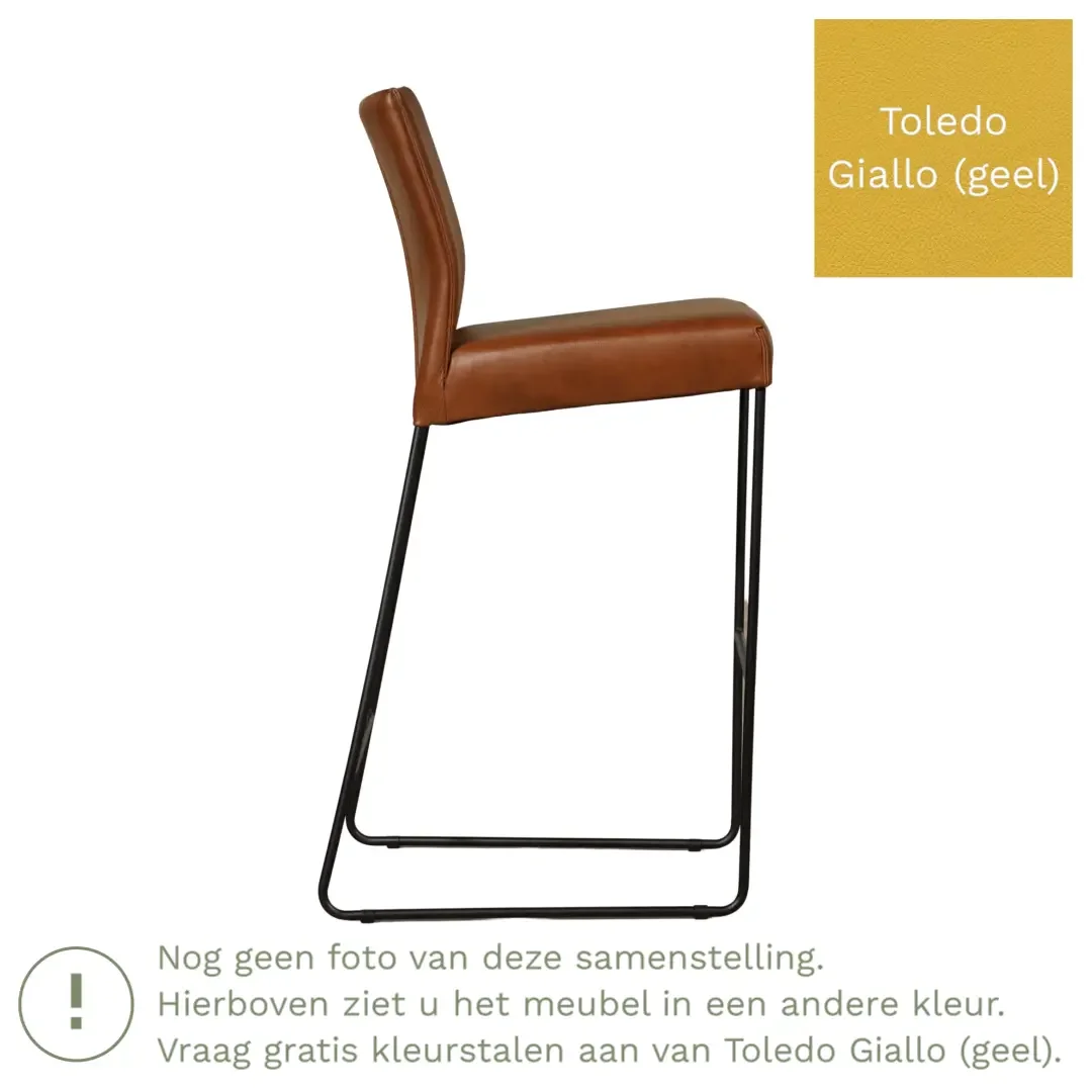 afbeelding van Leren barkruk Mate hoog - Toledo Giallo (geel)