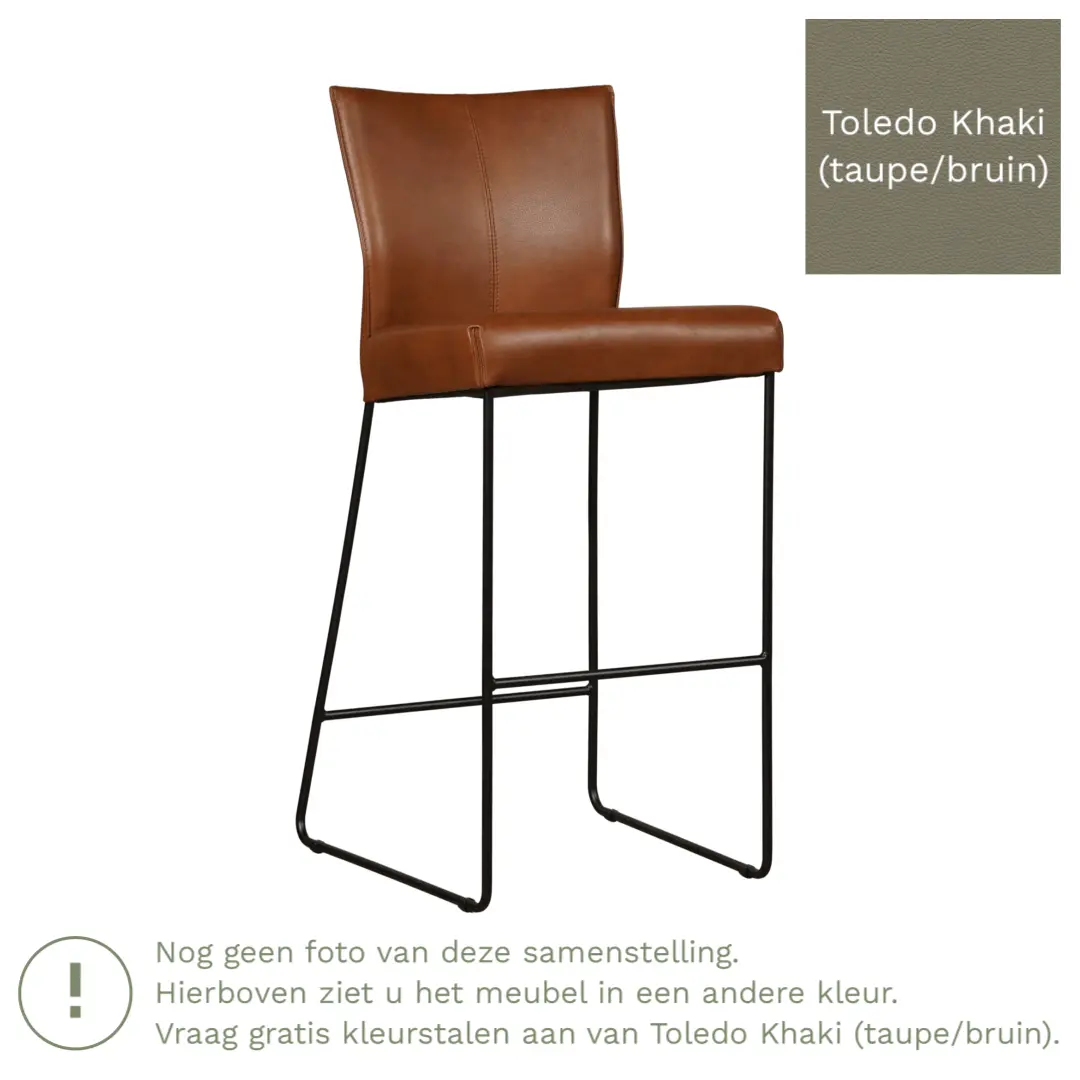 afbeelding van Leren barkruk Mate hoog - Toledo Khaki (taupe/bruin)