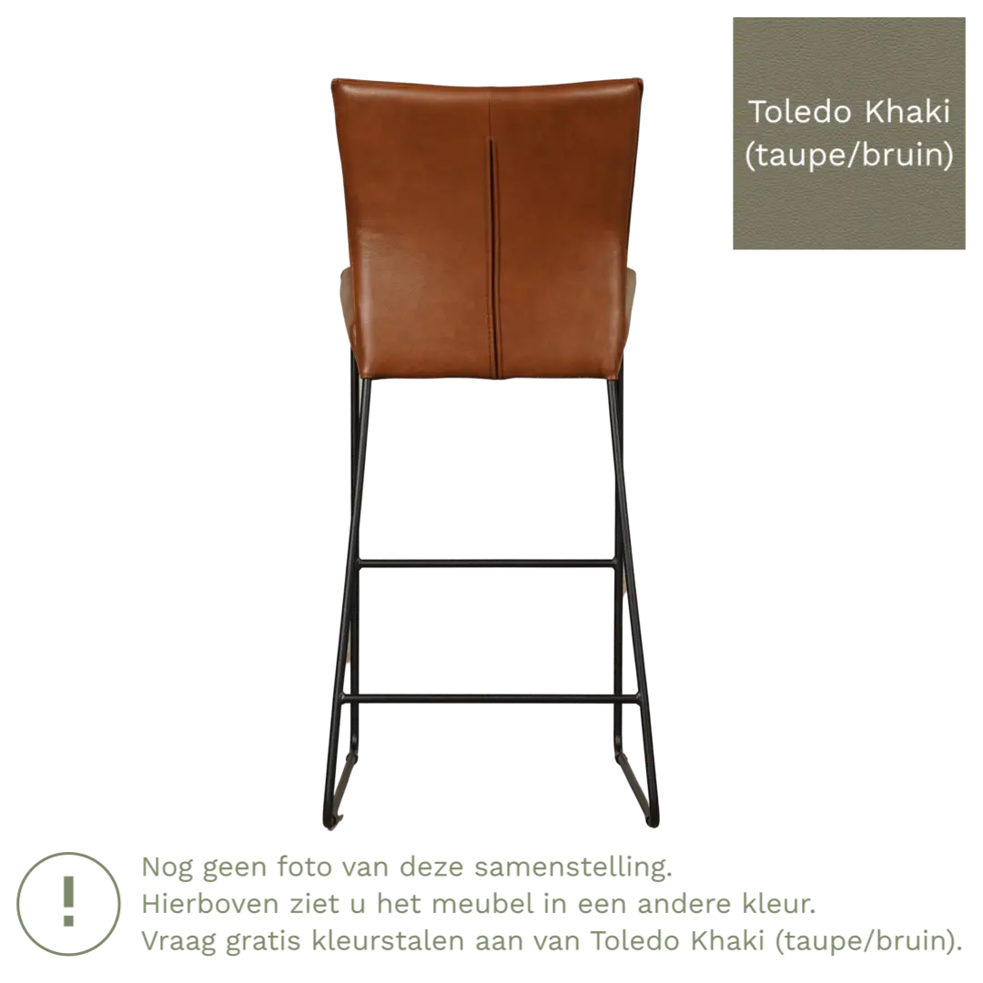 afbeelding van Leren barkruk Mate hoog - Toledo Khaki (taupe/bruin)