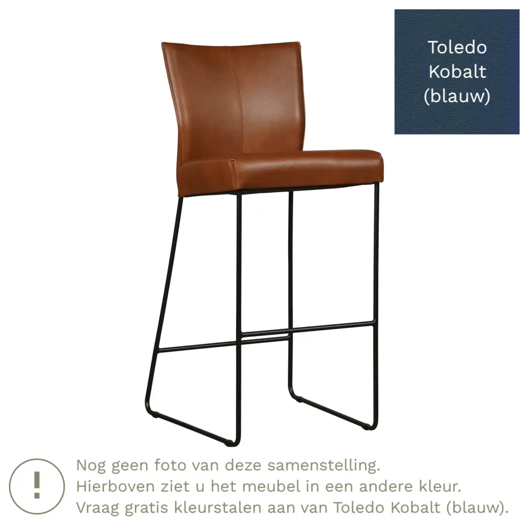 afbeelding van Leren barkruk Mate hoog - Toledo Kobalt (blauw)