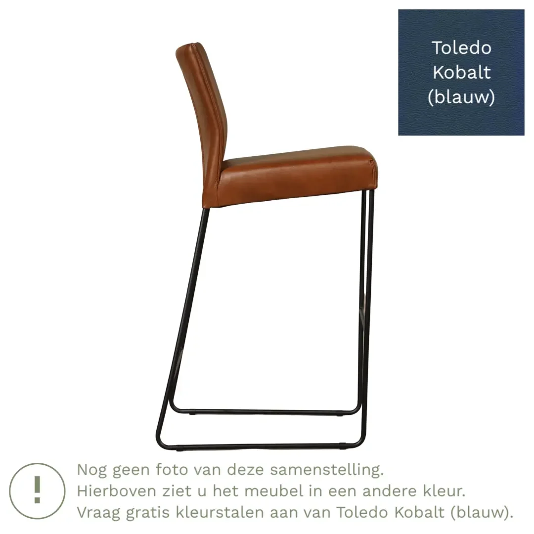 afbeelding van Leren barkruk Mate hoog - Toledo Kobalt (blauw)