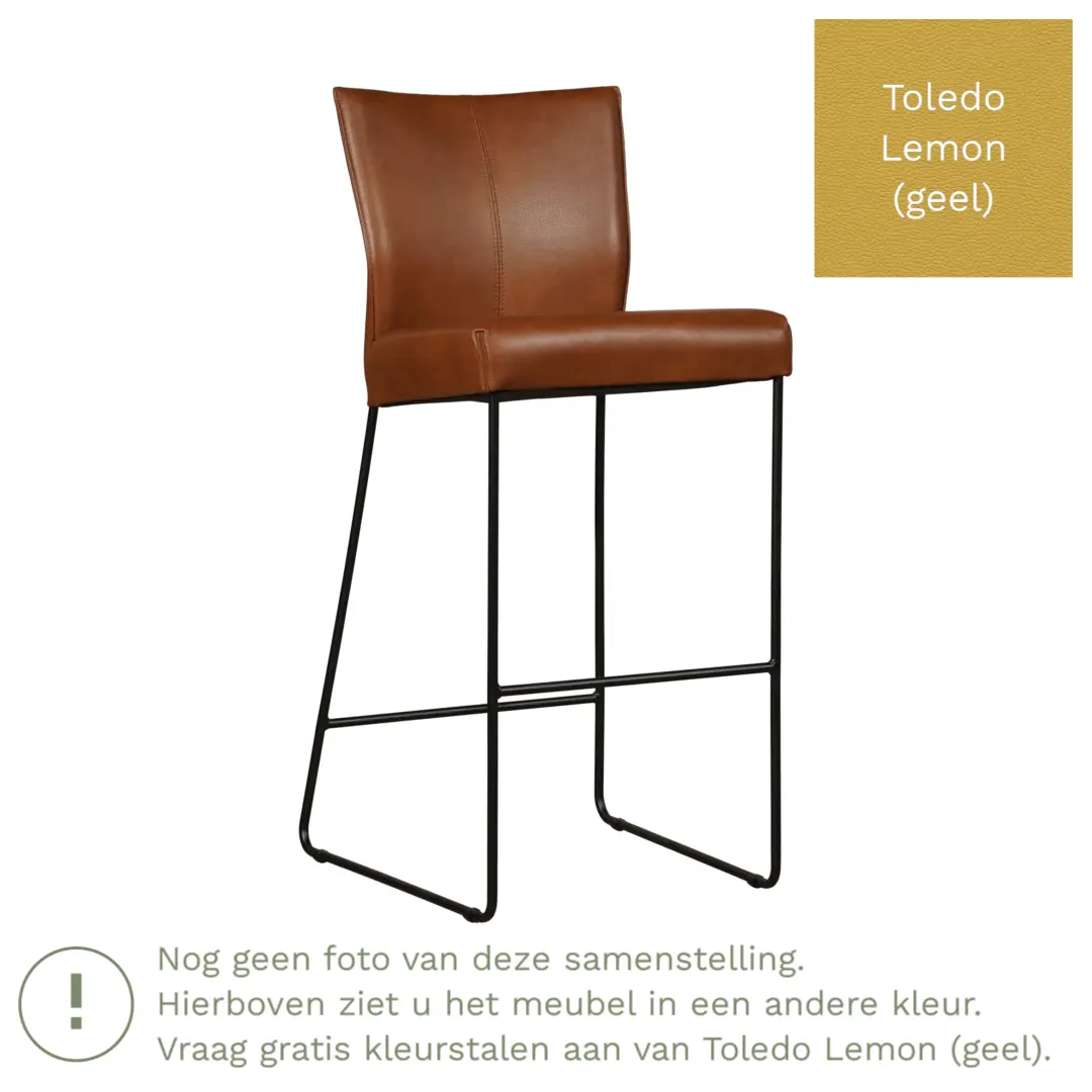afbeelding van Leren barkruk Mate hoog - Toledo Lemon (geel)