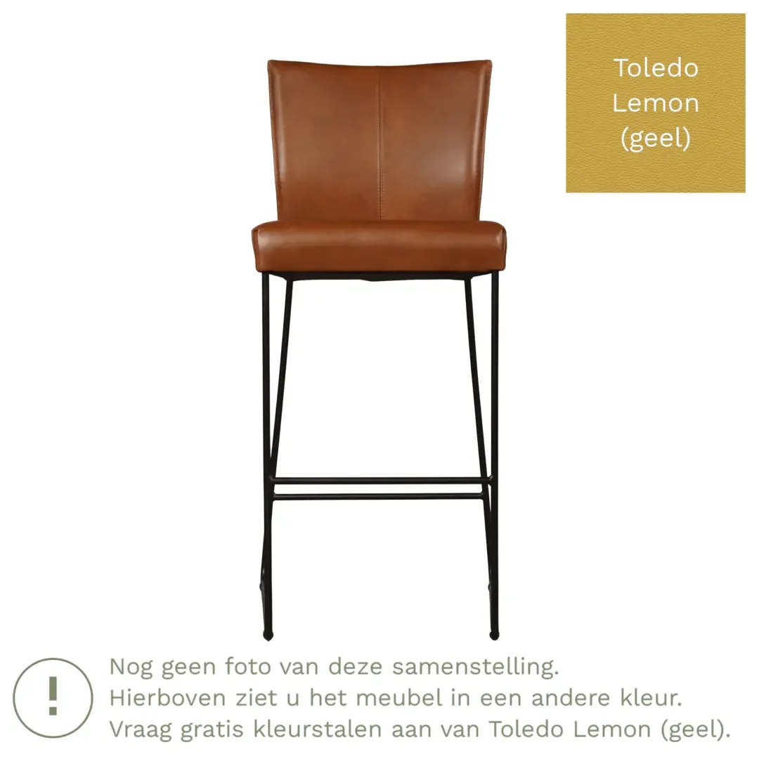 afbeelding van Leren barkruk Mate hoog - Toledo Lemon (geel)