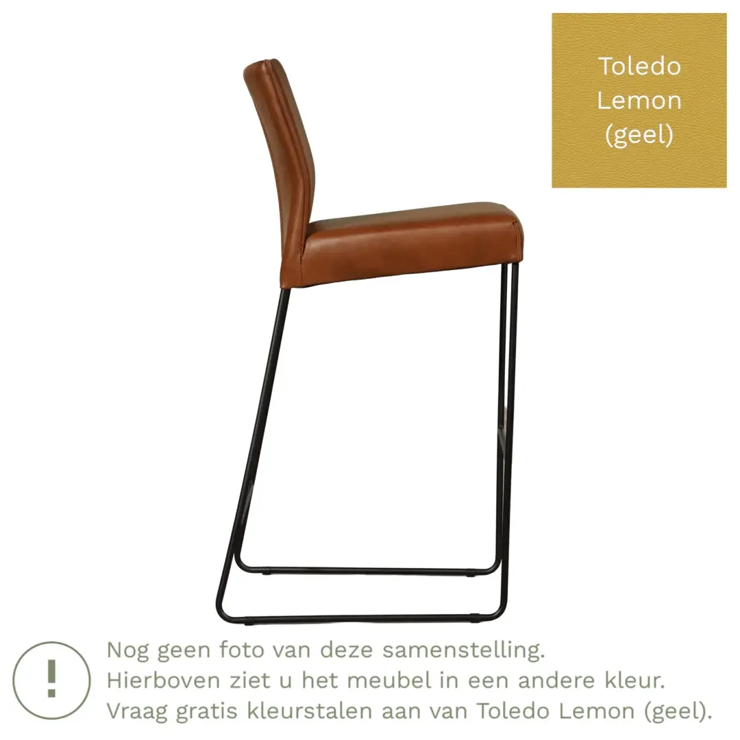afbeelding van Leren barkruk Mate hoog - Toledo Lemon (geel)