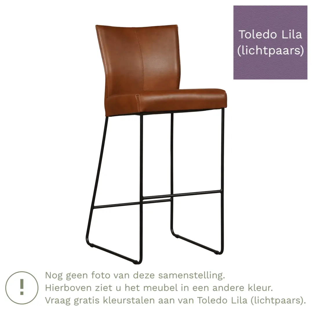 afbeelding van Leren barkruk Mate hoog - Toledo Lila (lichtpaars)