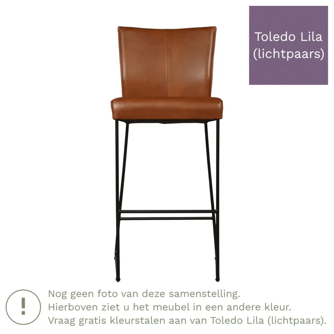 afbeelding van Leren barkruk Mate hoog - Toledo Lila (lichtpaars)