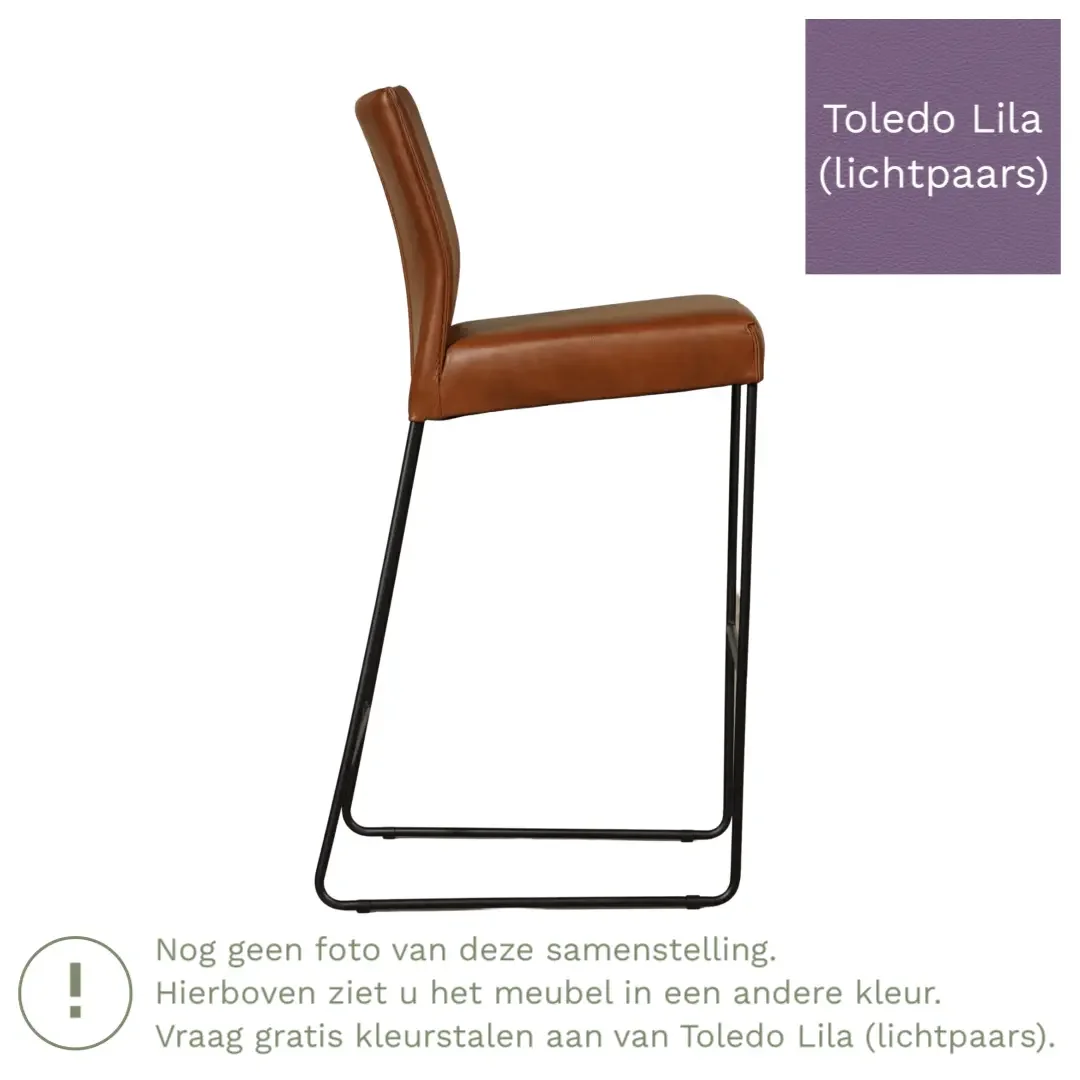 afbeelding van Leren barkruk Mate hoog - Toledo Lila (lichtpaars)