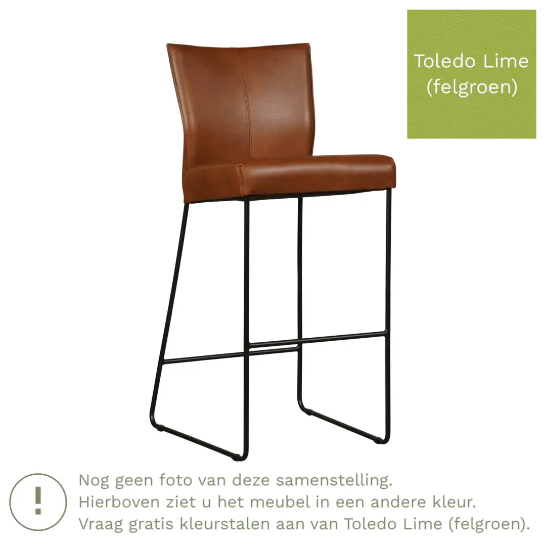 afbeelding van Leren barkruk Mate hoog - Toledo Lime (felgroen)