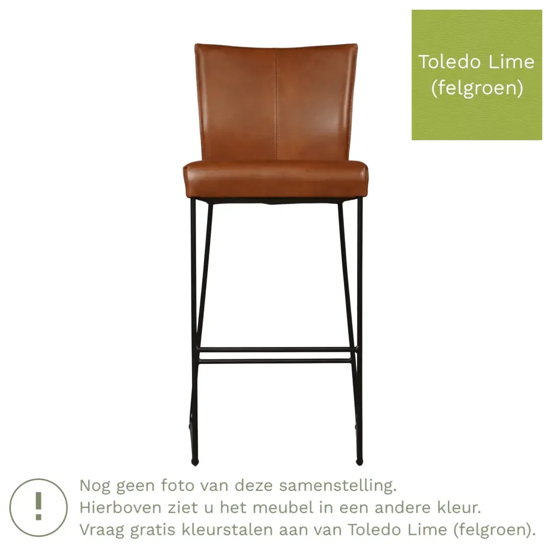 afbeelding van Leren barkruk Mate hoog - Toledo Lime (felgroen)