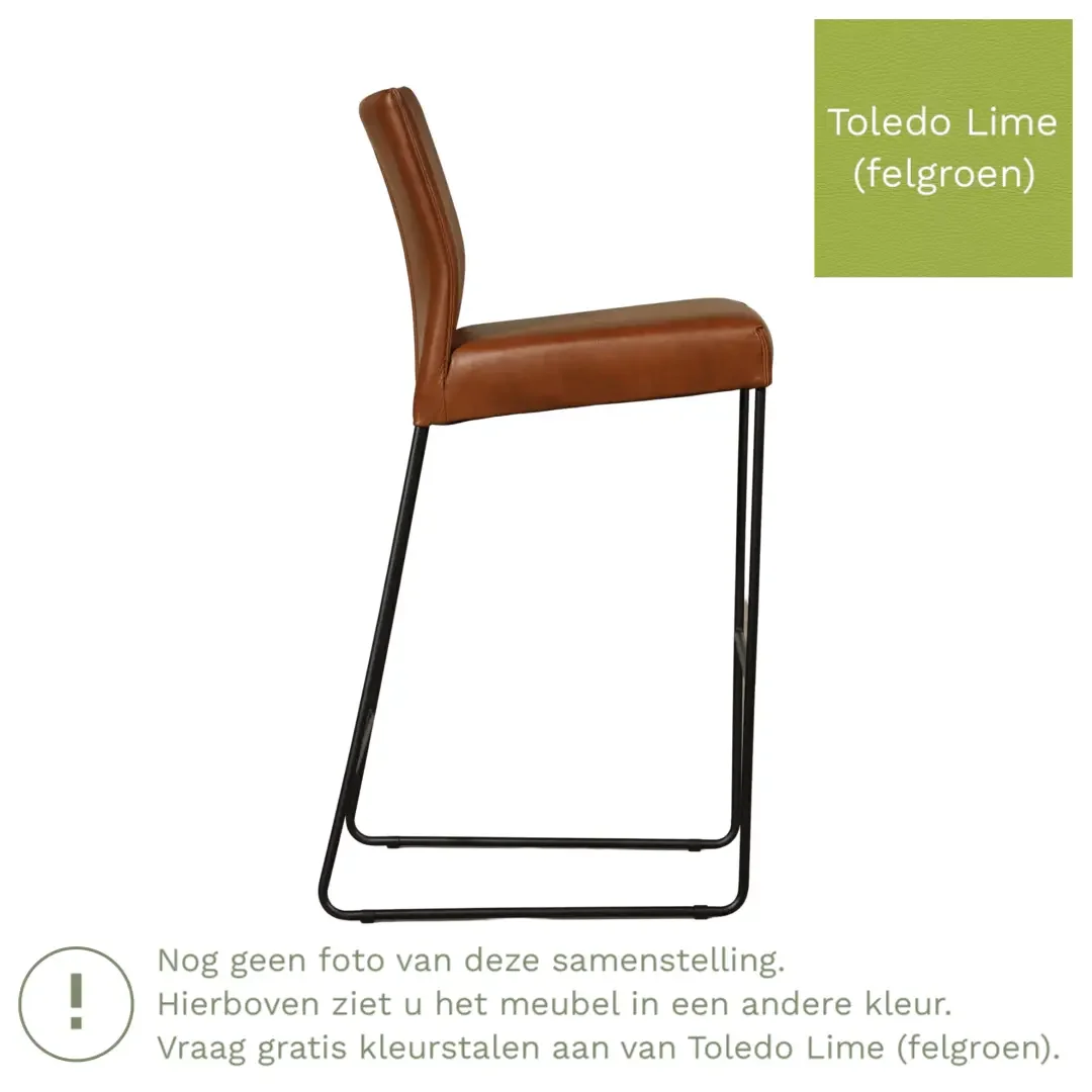 afbeelding van Leren barkruk Mate hoog - Toledo Lime (felgroen)