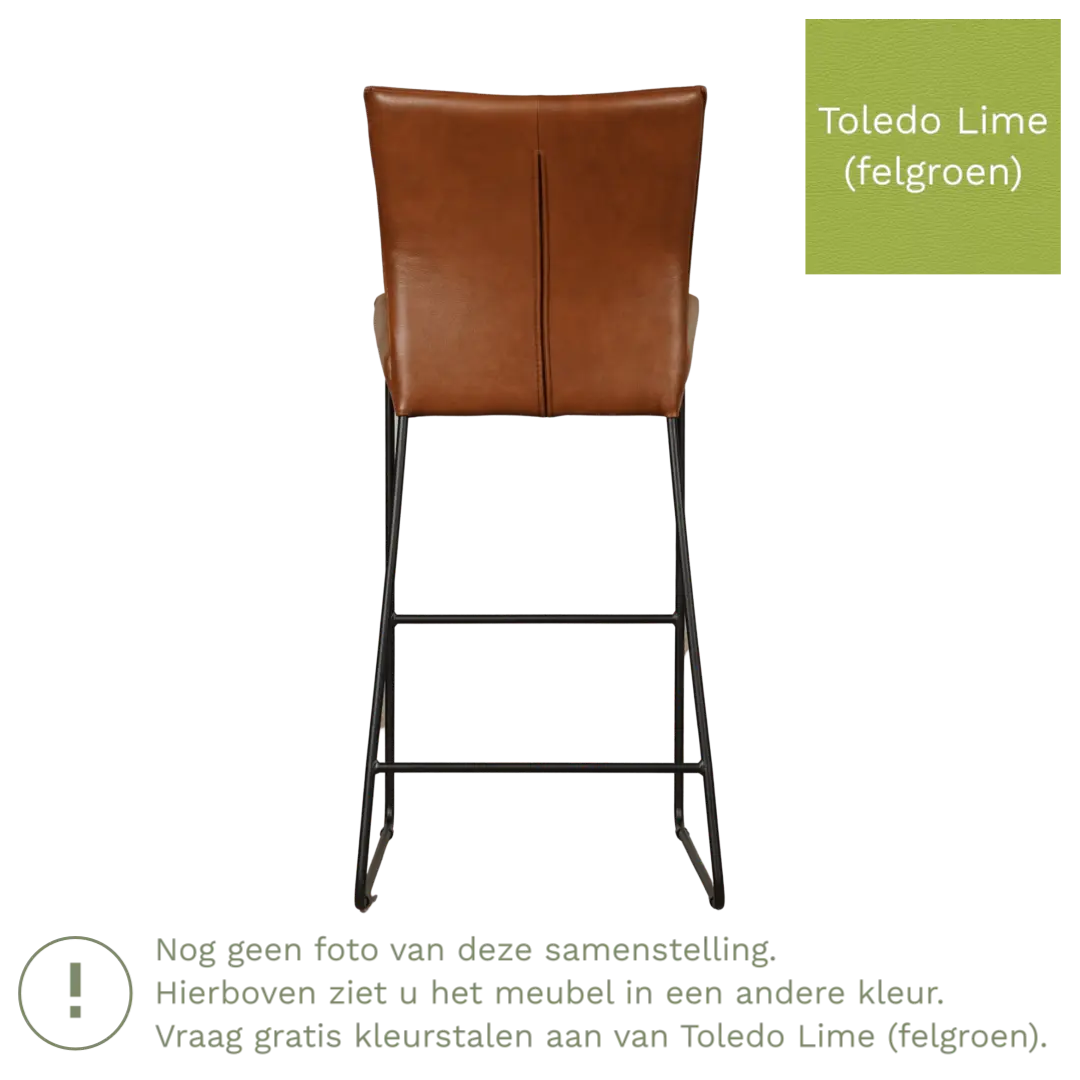 afbeelding van Leren barkruk Mate hoog - Toledo Lime (felgroen)