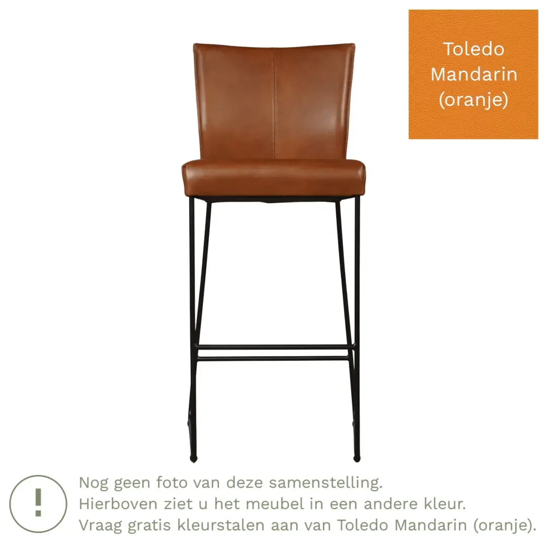 afbeelding van Leren barkruk Mate hoog - Toledo Mandarin (oranje)